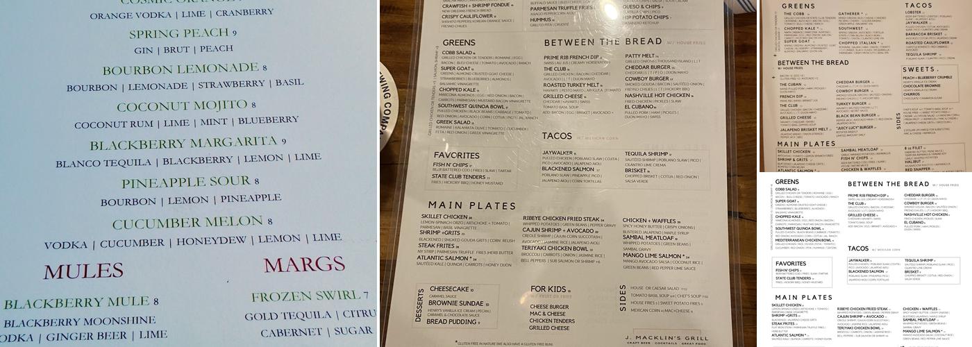 J. Macklin’s Grill Menu