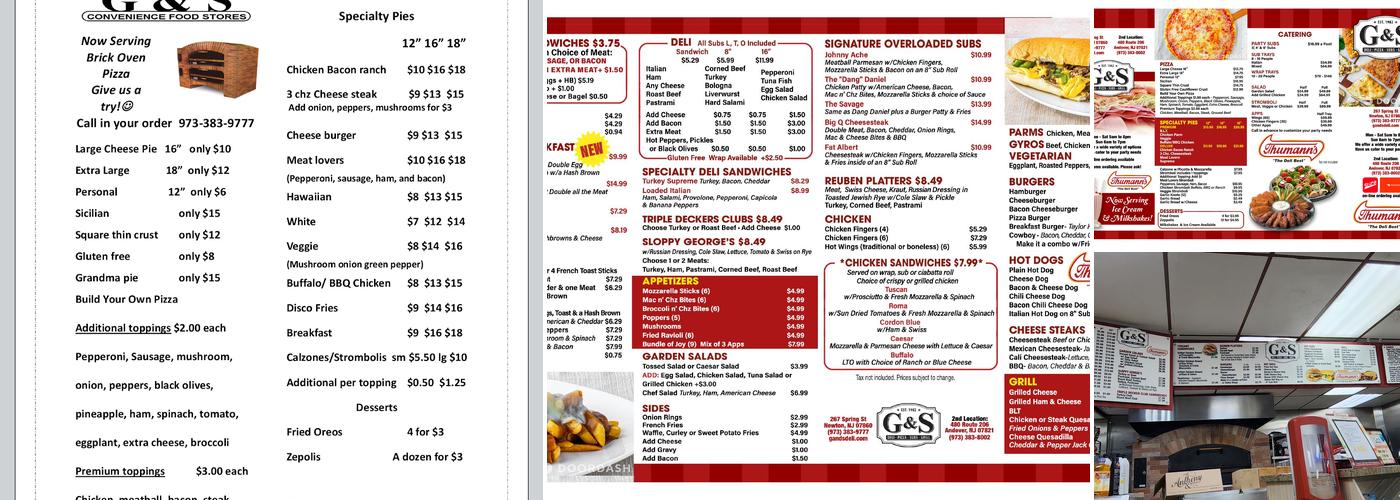 G&S Deli Menu