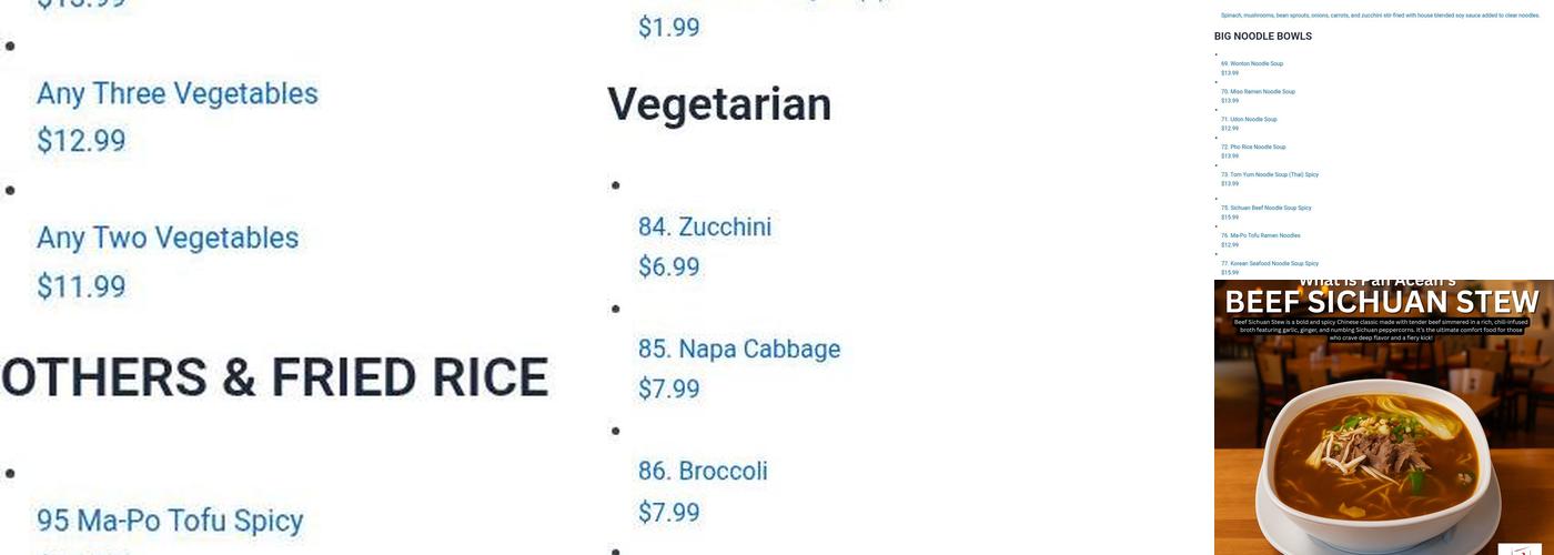 Pan Acean Noodles & Grill Menu