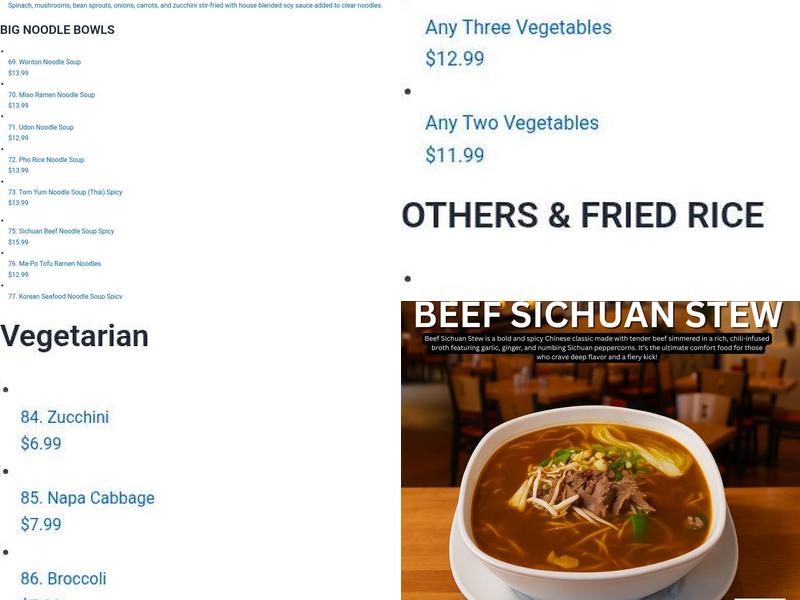 Pan Acean Noodles & Grill Menu