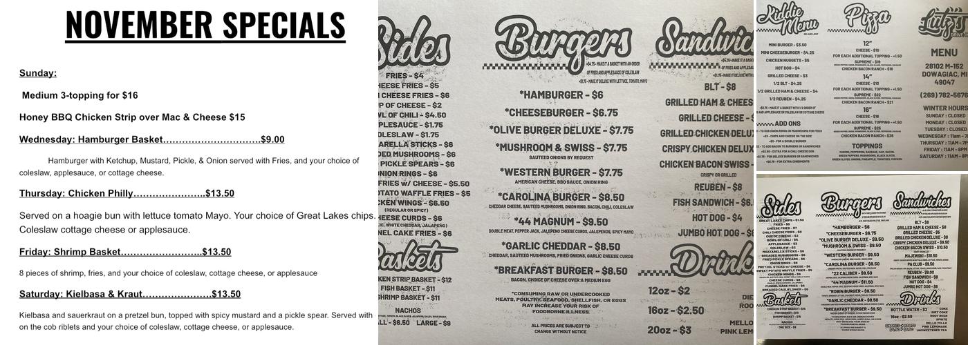 Lutz's Drive In-MJS Menu
