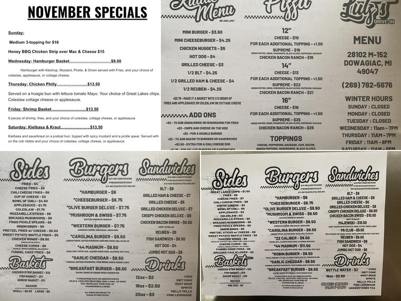 Lutz's Drive In-MJS Menu