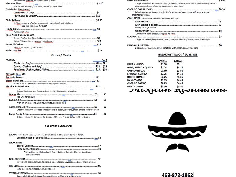 Don Miguel's Mexican Restaurant Menu