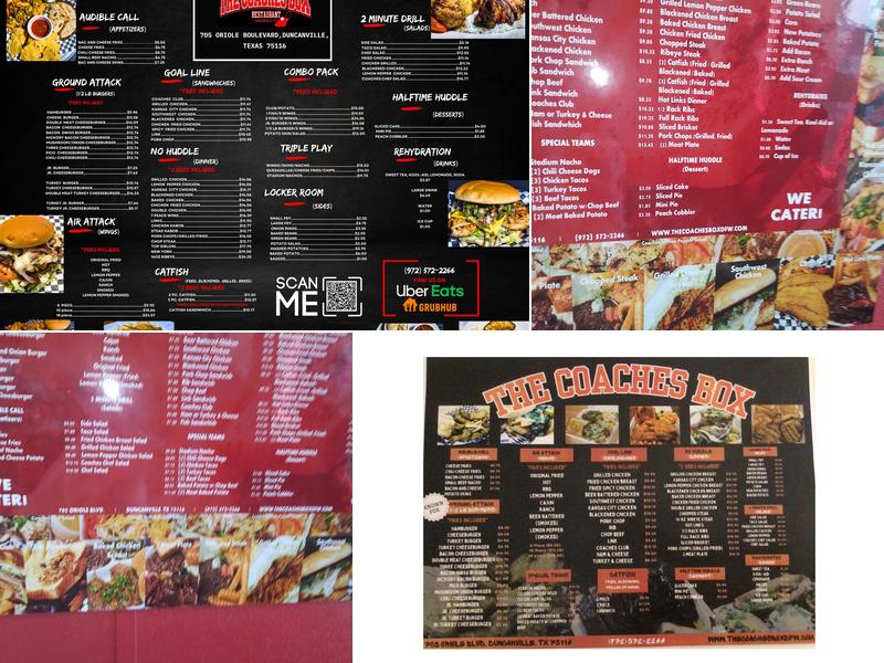 The Coaches Box Menu