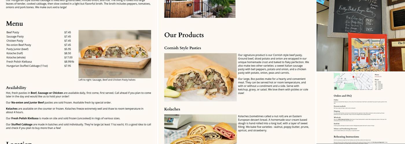 Rocky's Pasties Menu