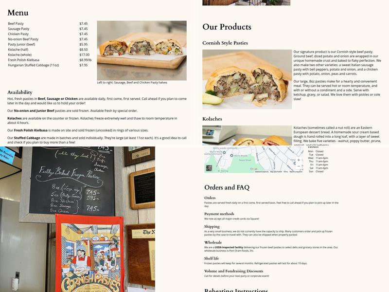 Rocky's Pasties Menu