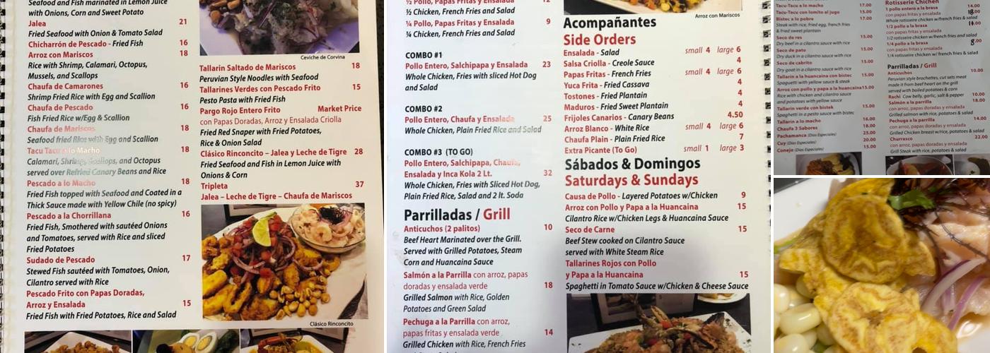 Rinconcito Peruano Menu