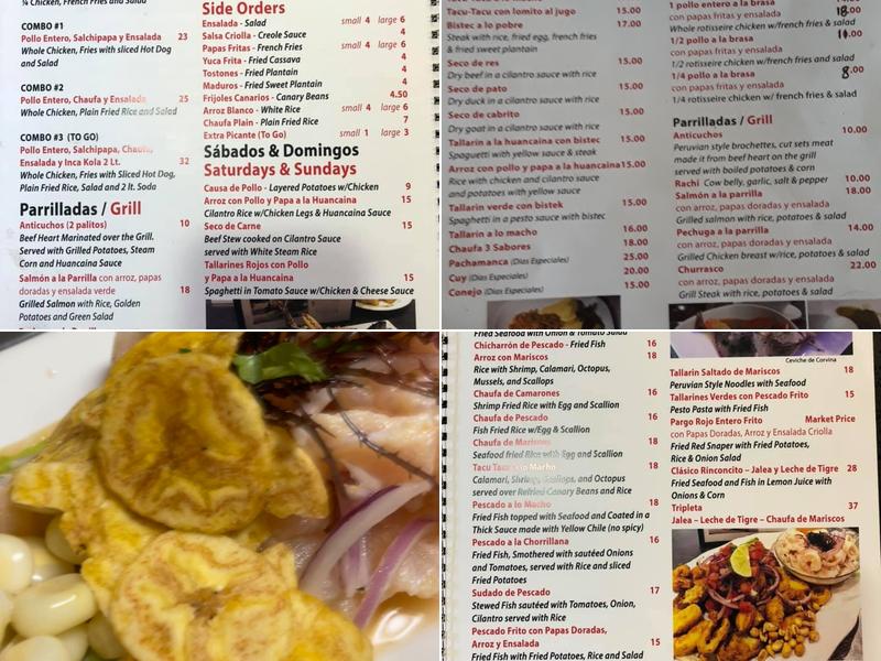 Rinconcito Peruano Menu