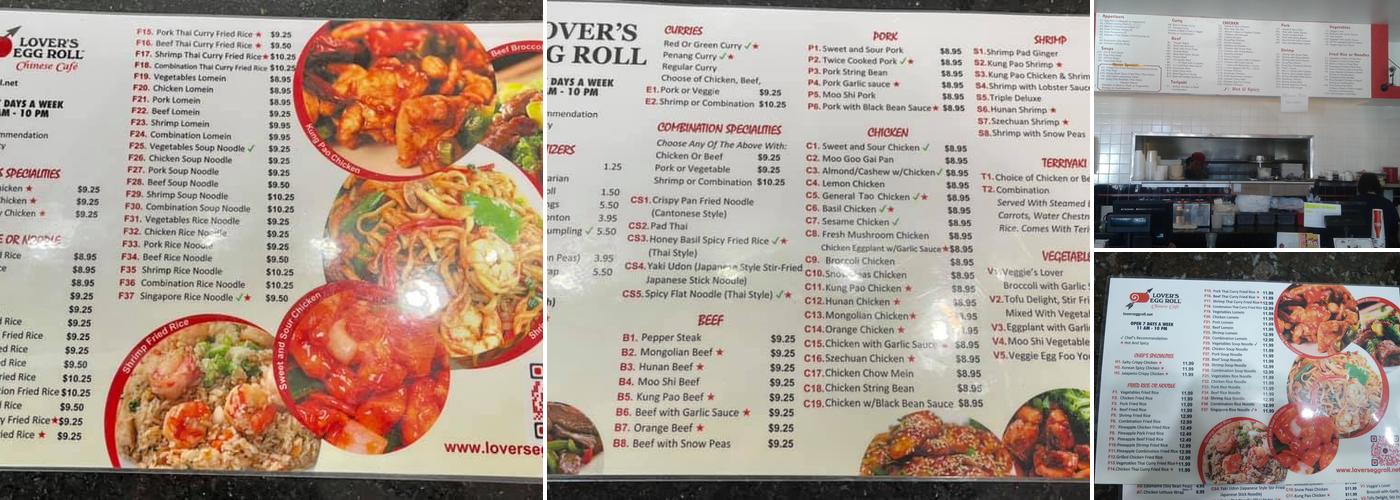 Lover's Egg Roll Menu