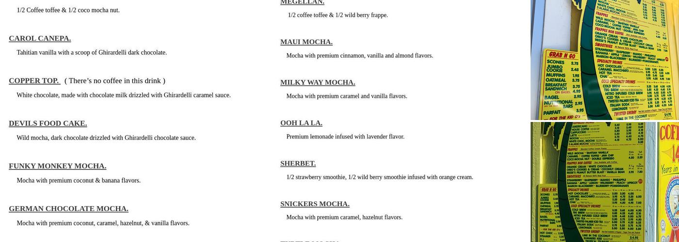 Day-O-Espresso and Smoothies Menu