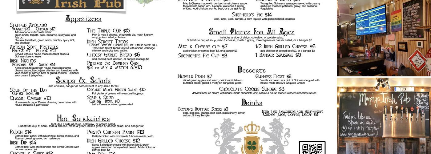 Murphys Irish Pub Menu