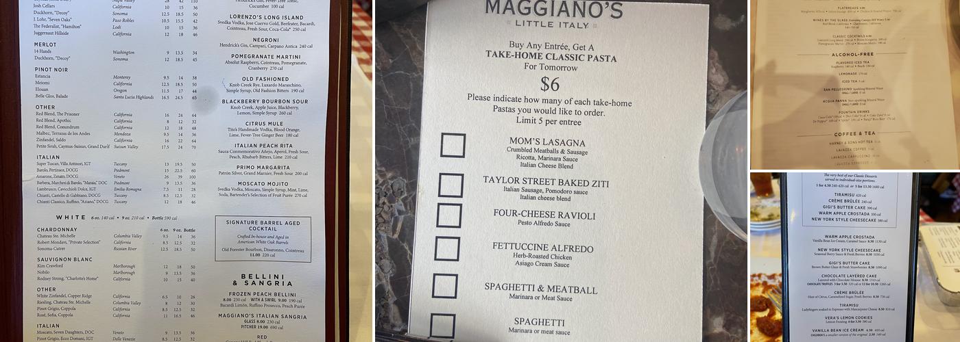 Maggiano's Little Italy Menu