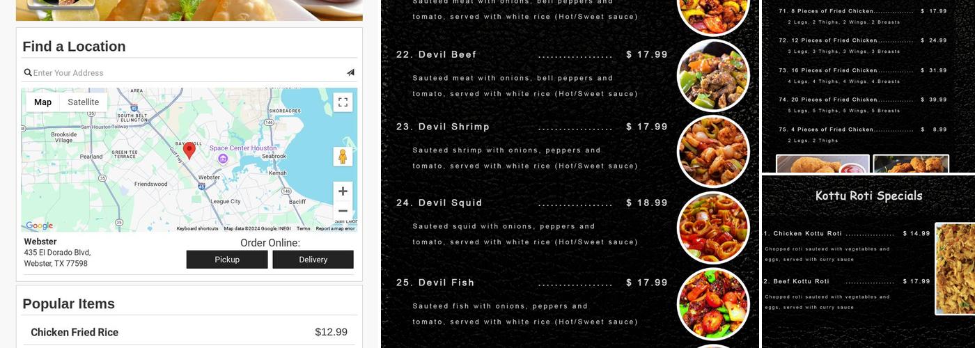 Spring Roll Honey Chicken Menu