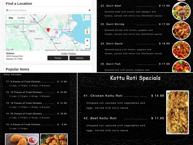 Spring Roll Honey Chicken Menu