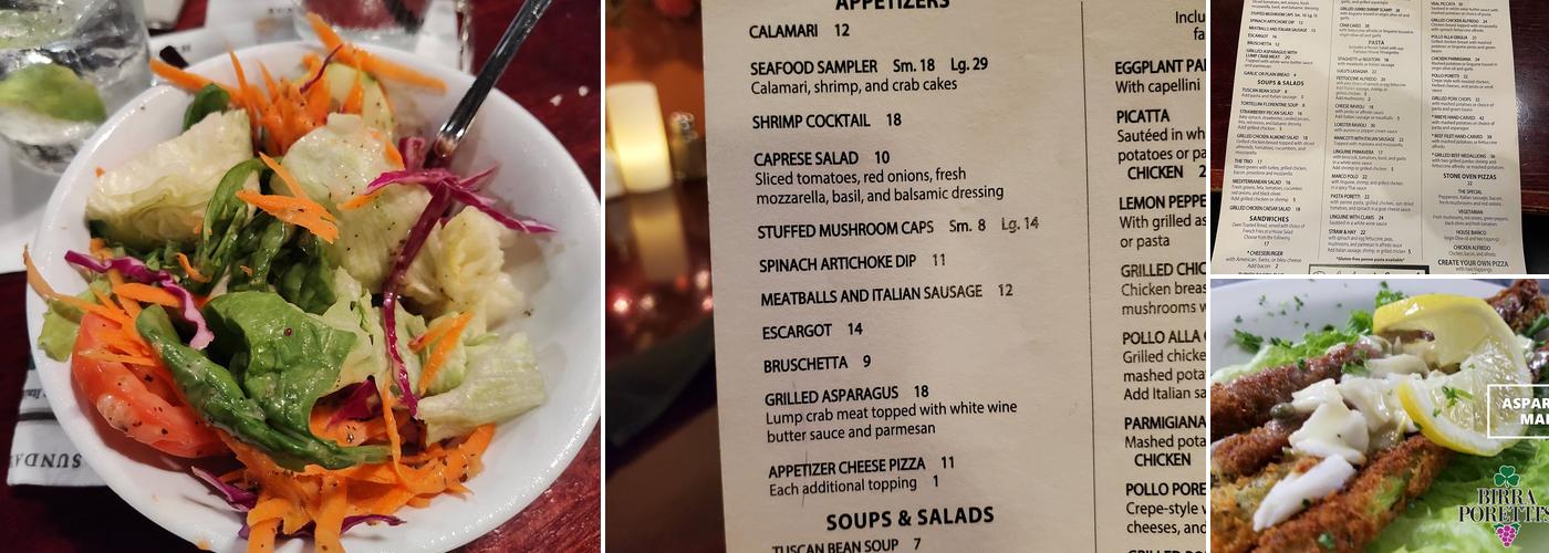 Birraporetti's Menu