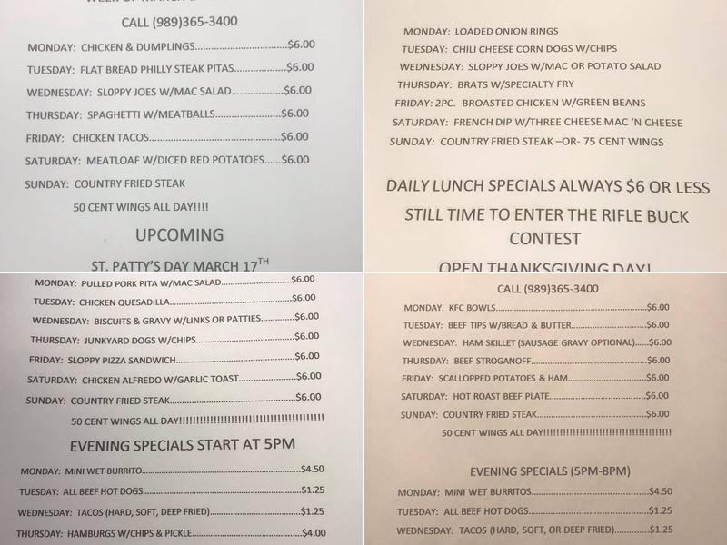 Flat River Saloon Menu