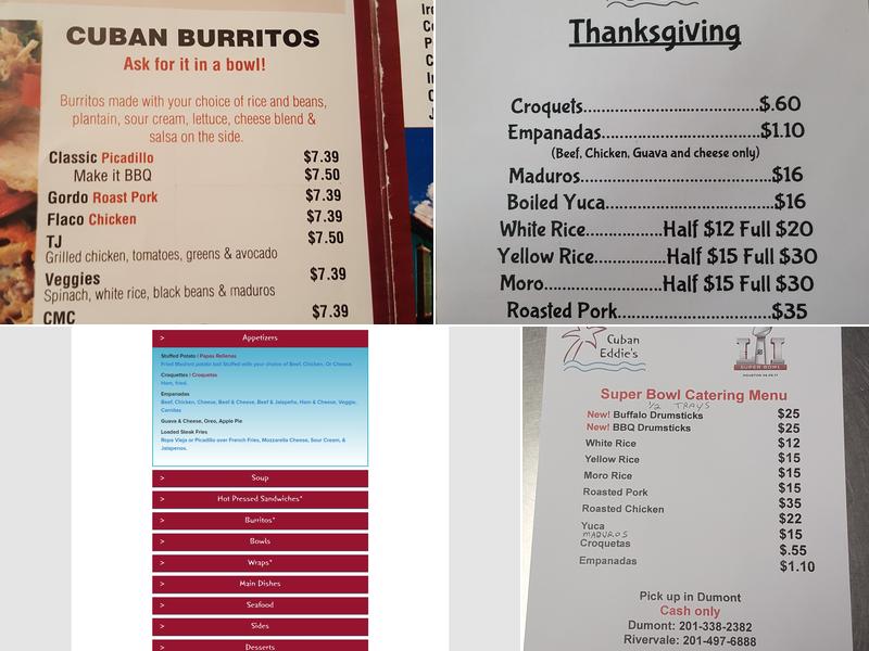 Cuban Eddie's River Vale Menu