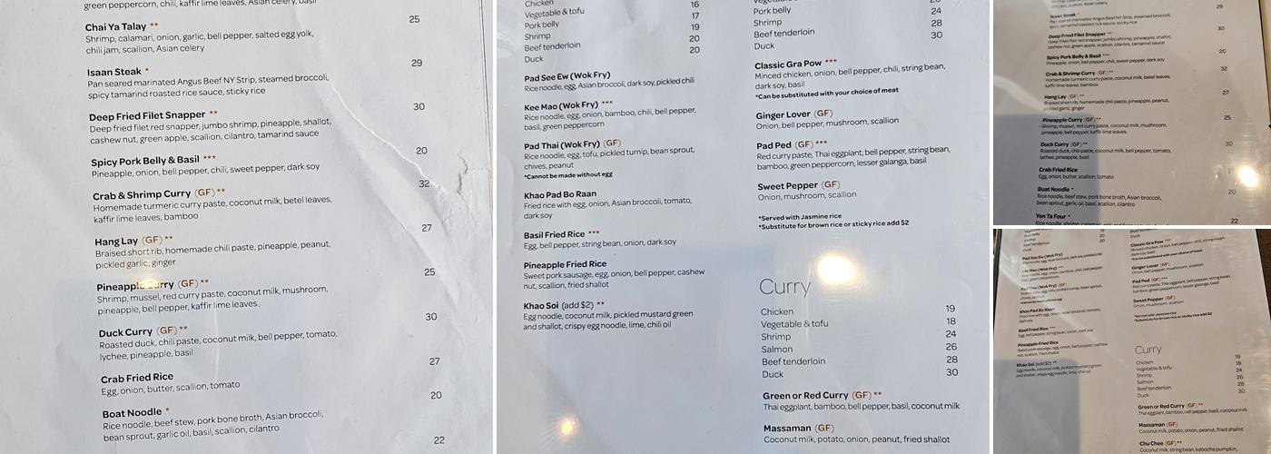 Ammata Thai Kitchen Menu