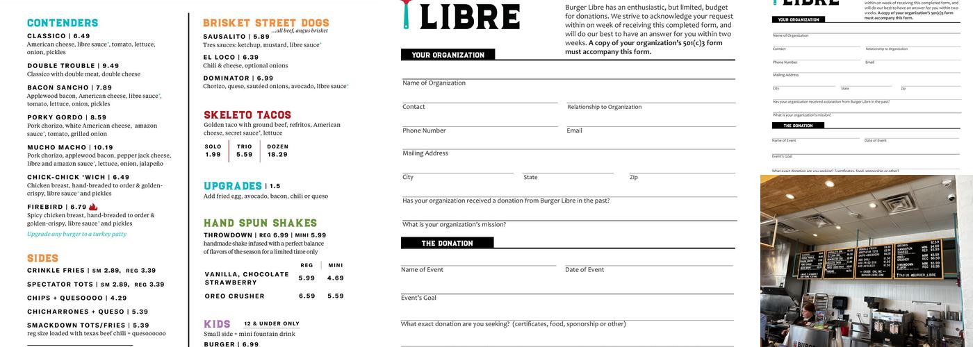 Burger Libre Menu