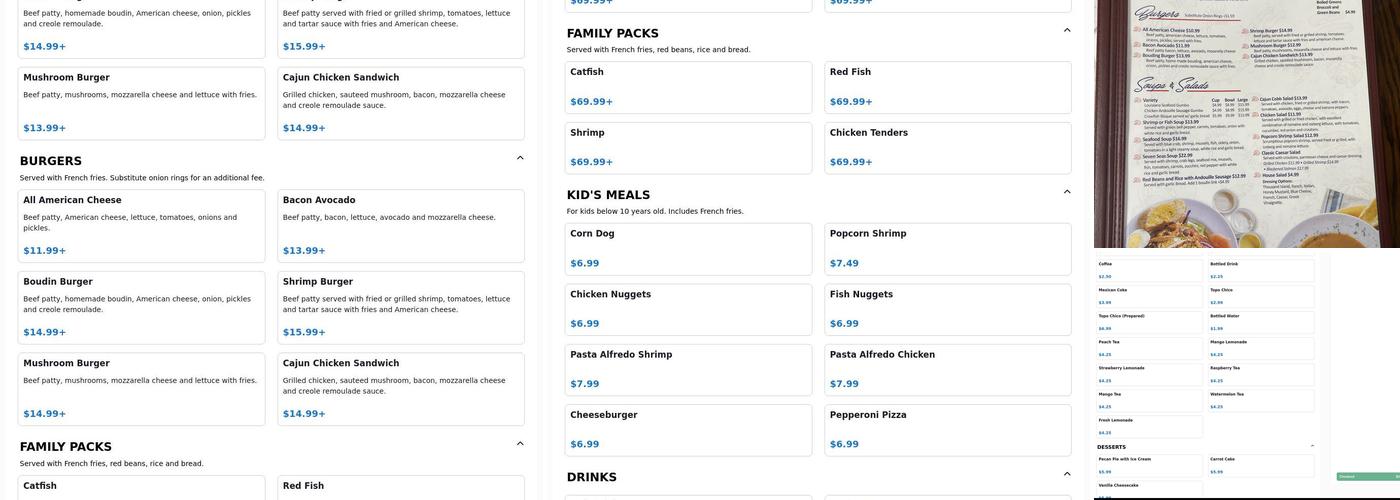 New Orleans Seafood Kitchen Menu