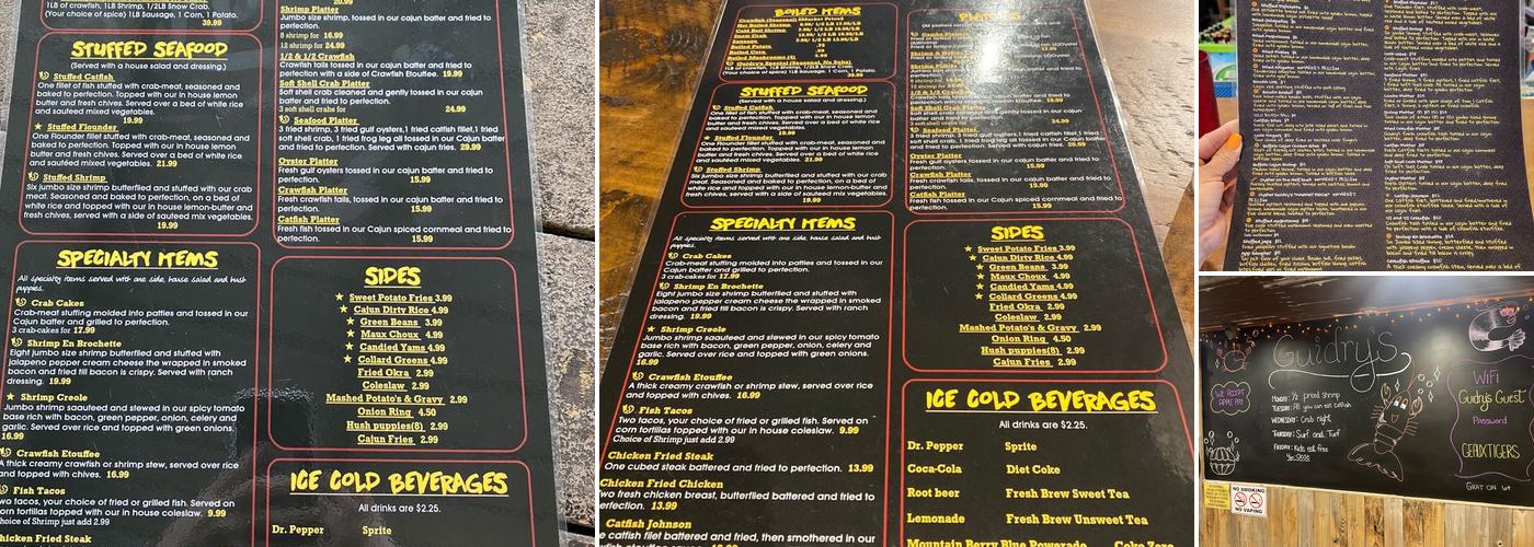 Guidry's Menu
