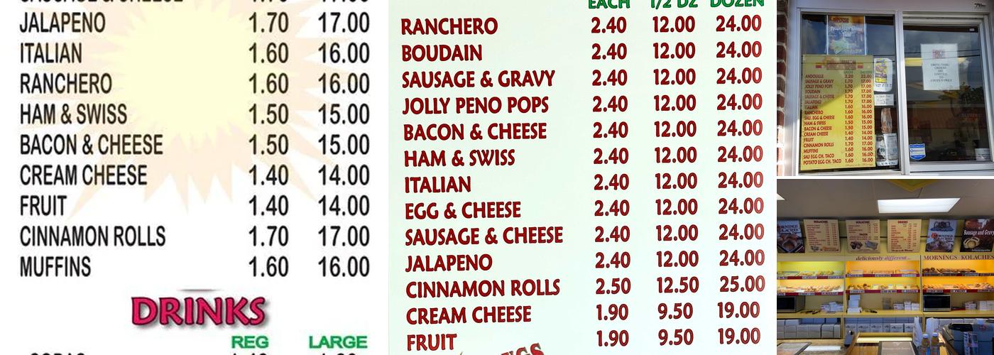 Mornings Kolaches Menu