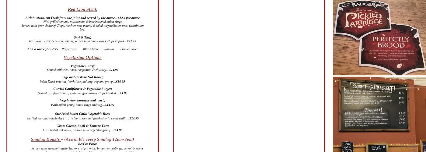 The Red Lion Menu