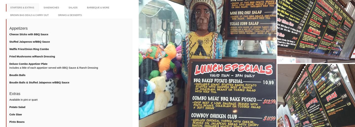 Grand Prize Barbeque Menu