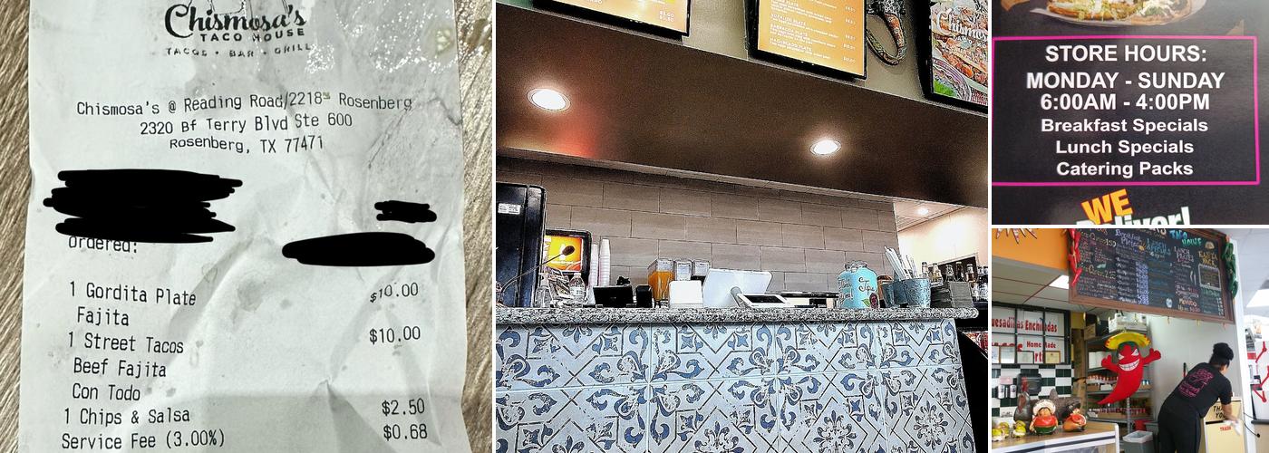 Chismosa's Taco House Menu