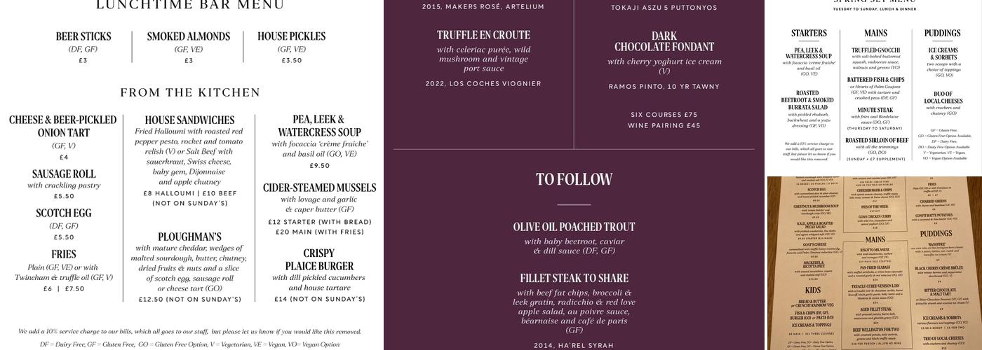 The Eight Bells Menu