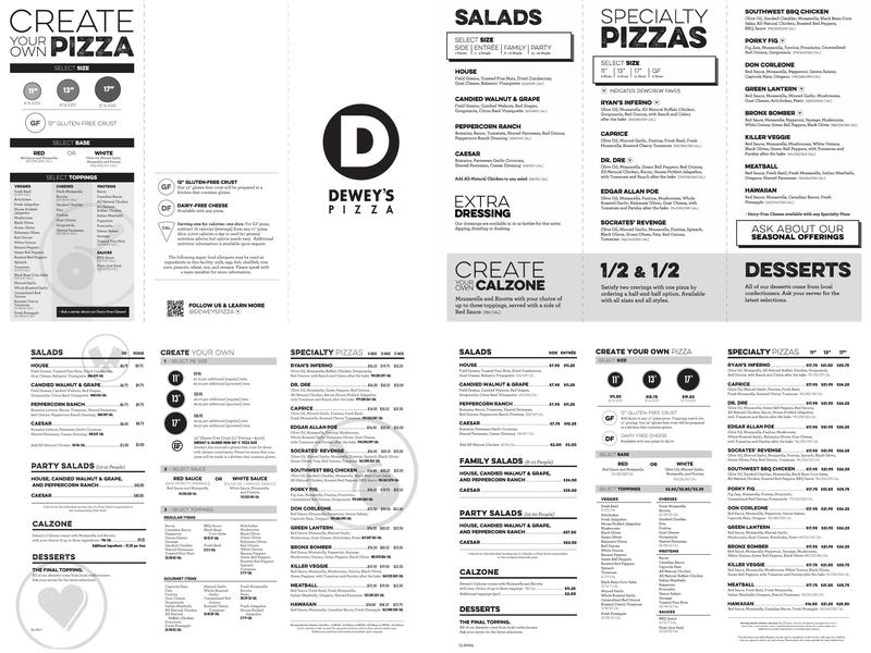 Dewey's Menu