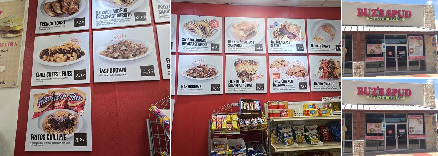 Buzs Spud Menu