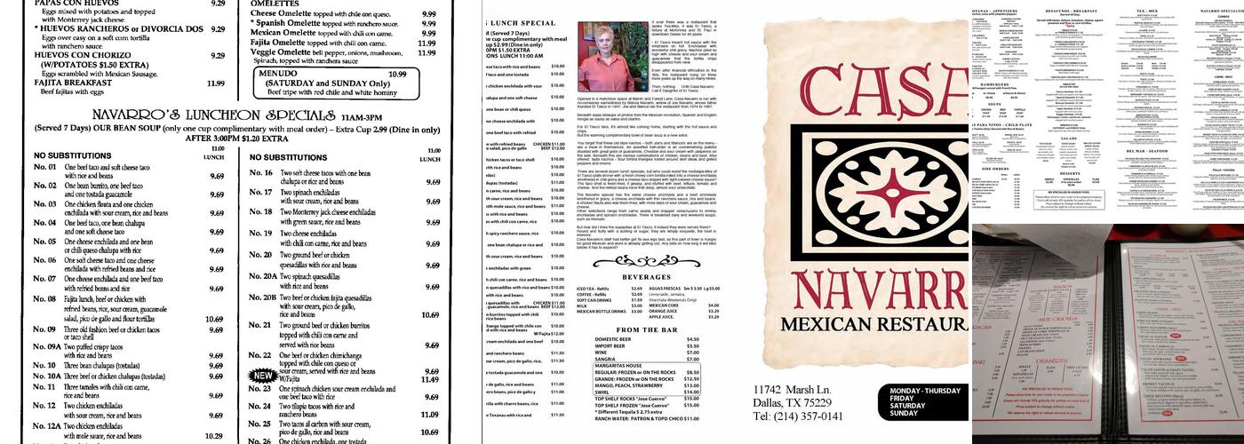 Casa Navarro Menu