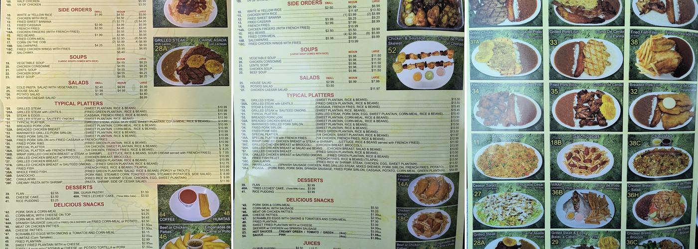 Pollo Sabroson Menu