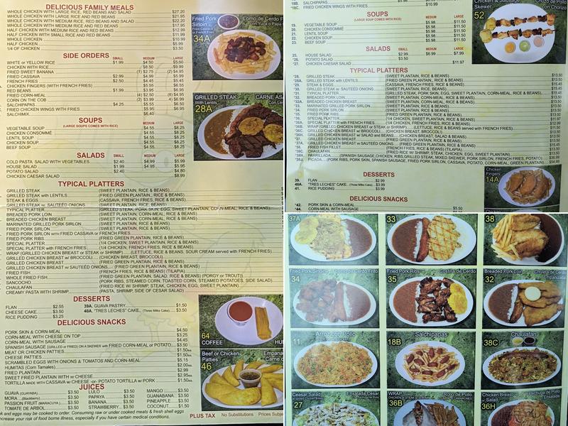 Pollo Sabroson Menu