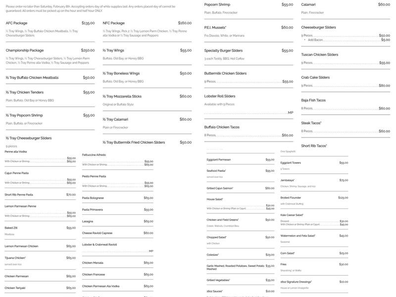 The Sayville Inn Menu