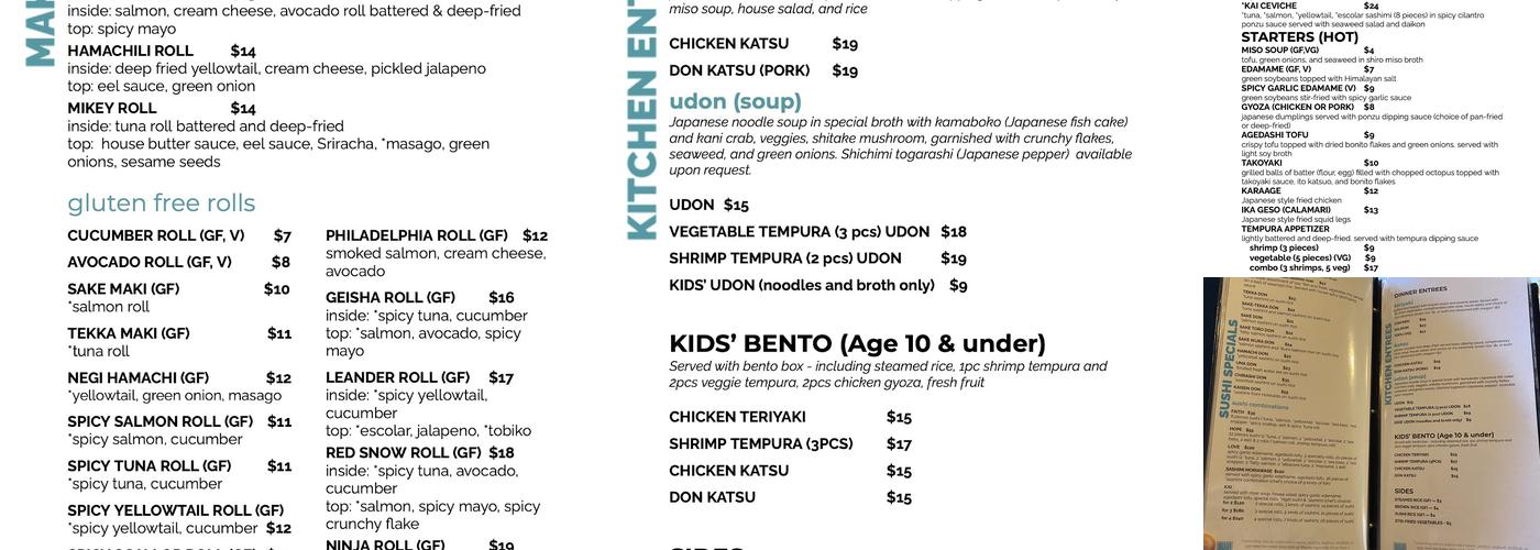 Kai Sushi Menu
