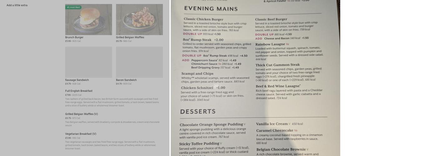 The Harrow Menu