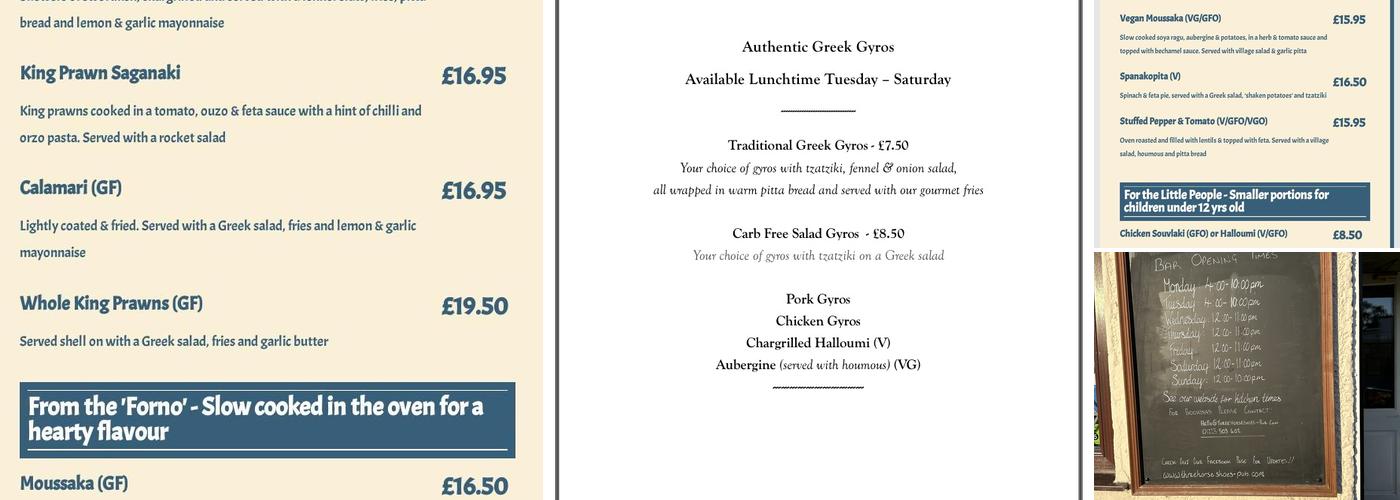 The Three Horseshoes Menu