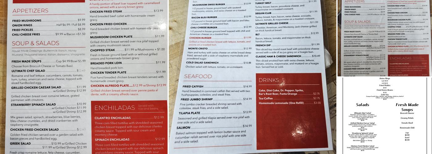 1838 Grill Menu