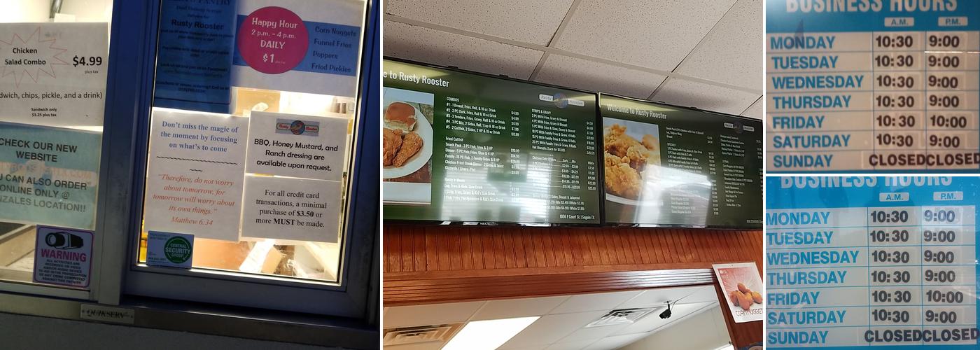 Rusty Rooster Menu