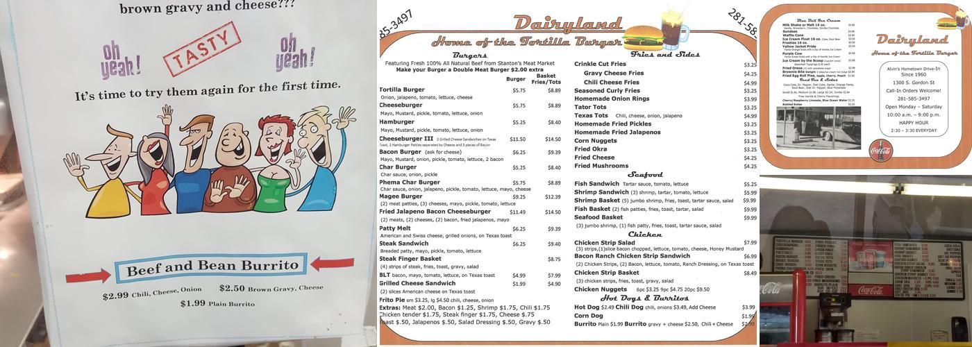 Dairy Land Menu