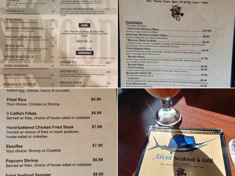 Alvin Seafood & Grill Menu