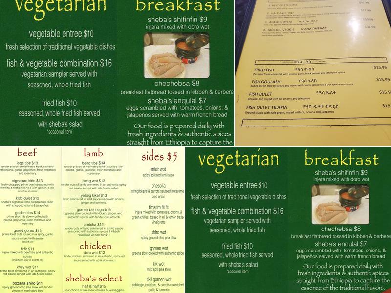 Sheba's Ethiopian Kitchen Menu
