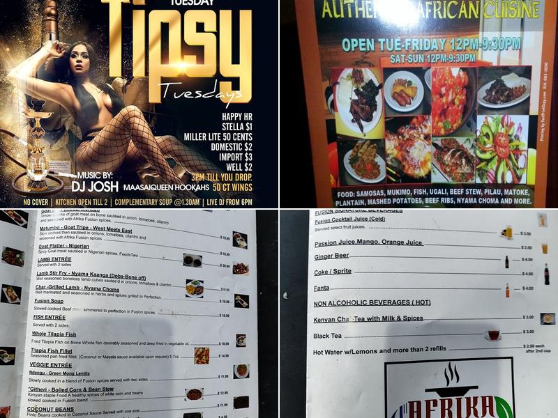 Afrika Fusion Menu