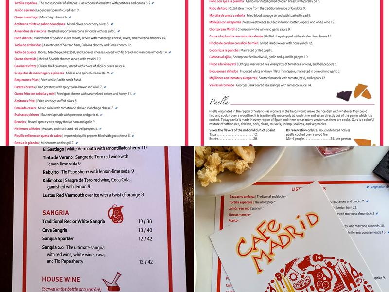 Cafe Madrid Menu