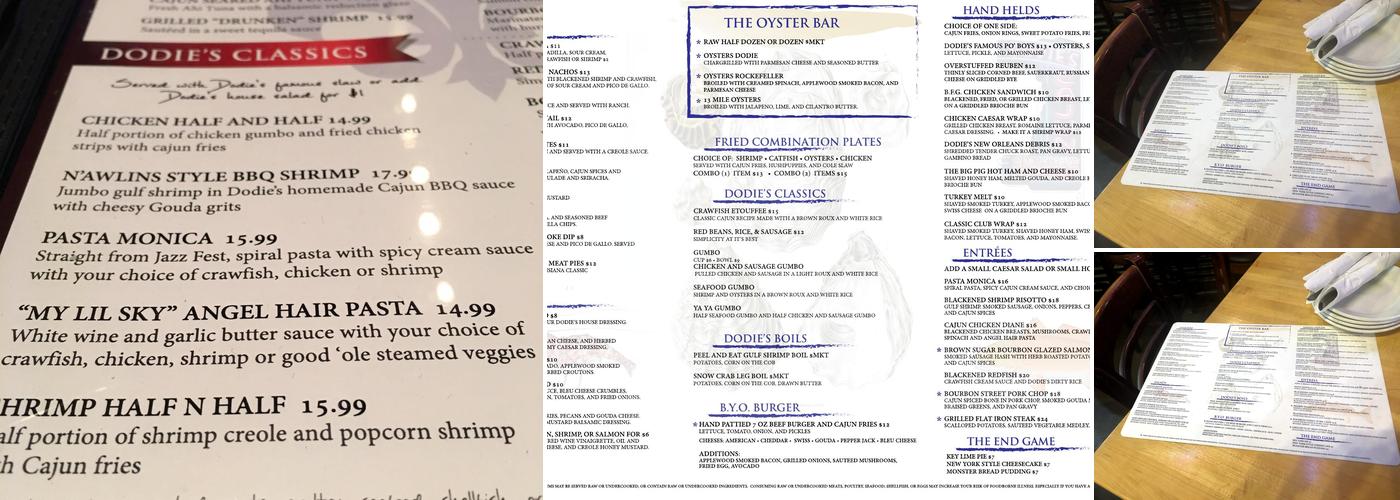 Dodie's Menu