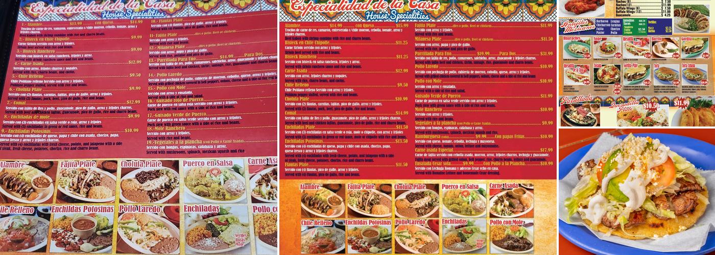 Cholula Restaurant Menu