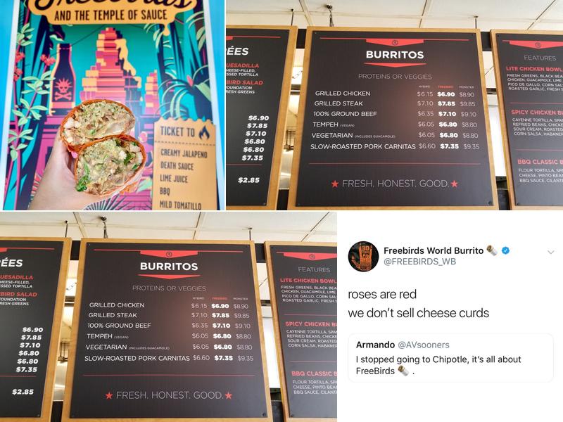 Freebirds World Burrito Menu