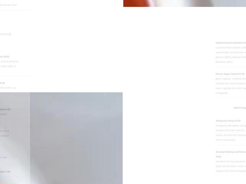 Amore Italian Bistro Menu